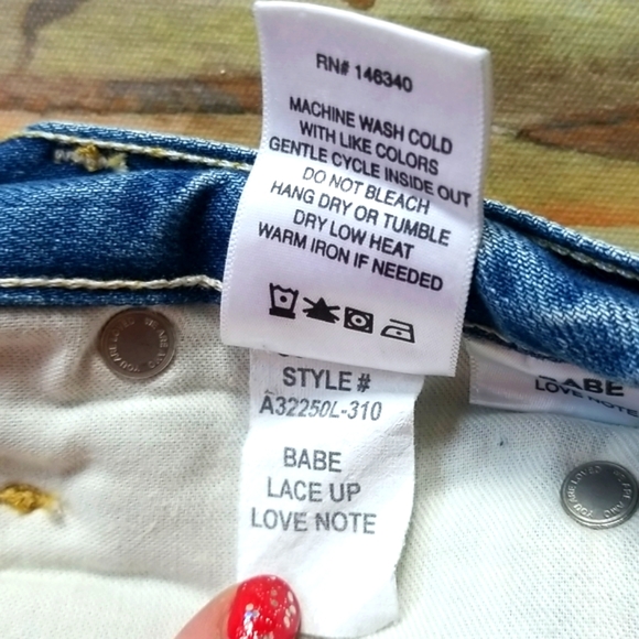 AMO BABE LACE UP Love Note Laces Ankle Ties Button Up High Anthro Denim Jeans 27 - Picture 16 of 16